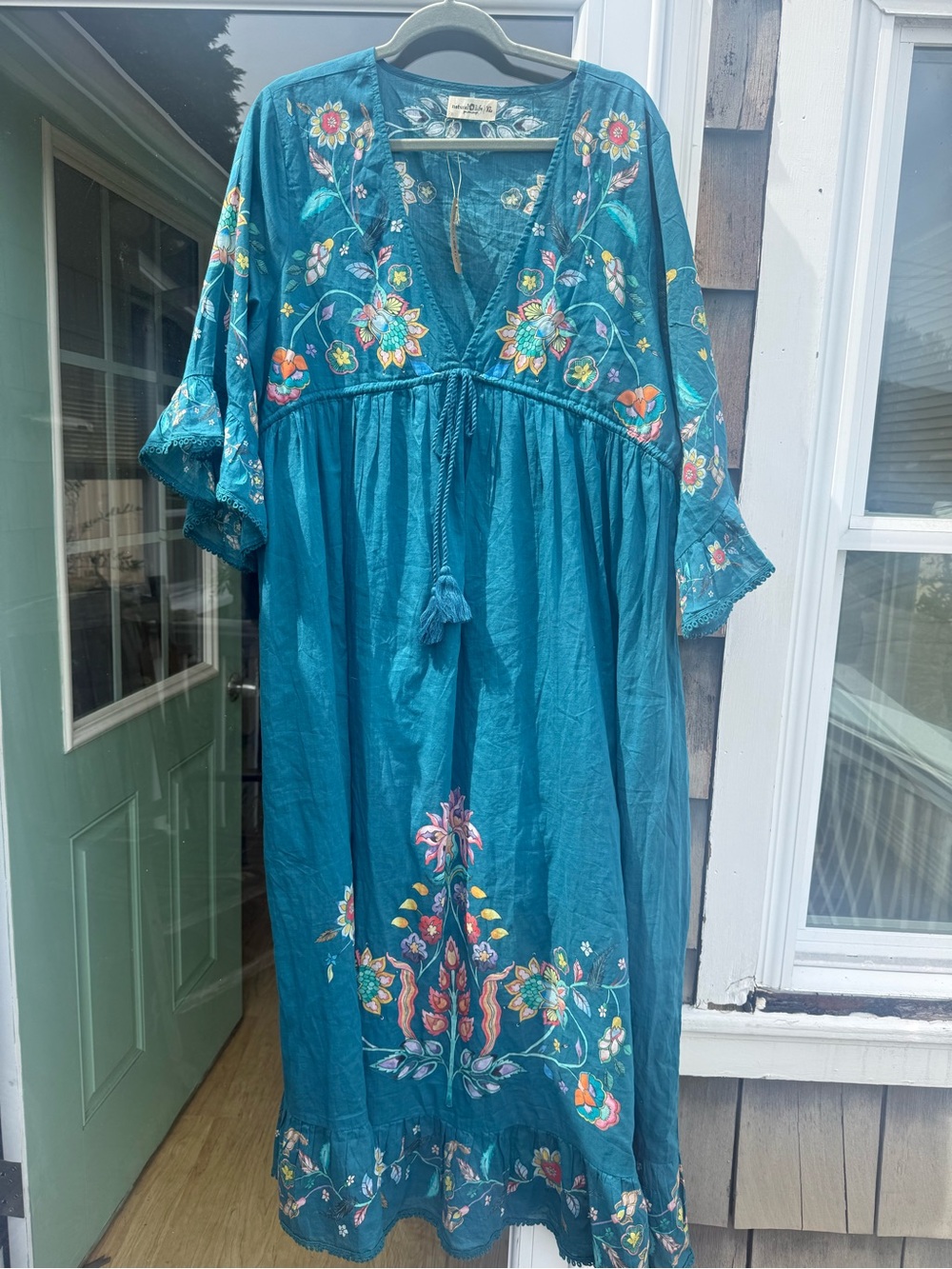 NATURAL LIFE Teal Floral Embroidered Maxi Dress - Picture 7 of 11